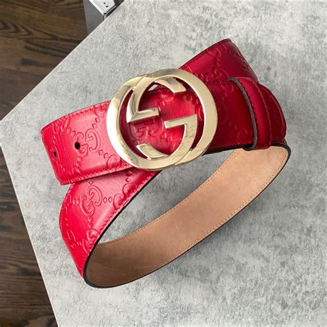 gucci red guccissima belt